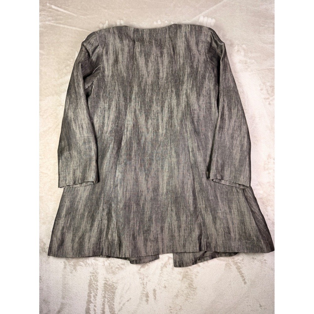 Eileen Fisher Open Front Long Jacket Size XL Linen Silk Cotton Mirage Grey‎ - Picture 5 of 11